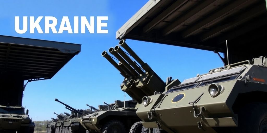 Militärfahrzeuge bereit für Waffenlieferungen an die Ukraine.