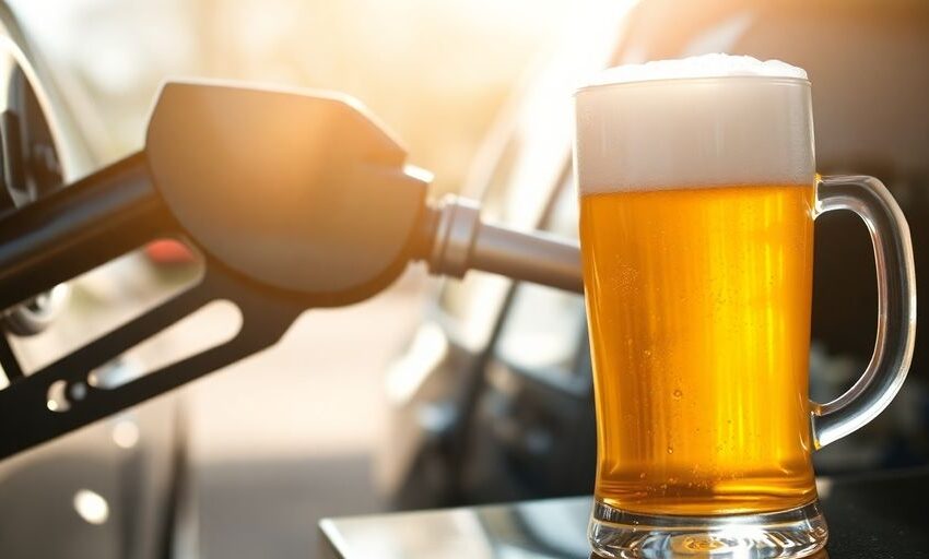 Benzinpreis fällt unter Bierpreis in Deutschland.