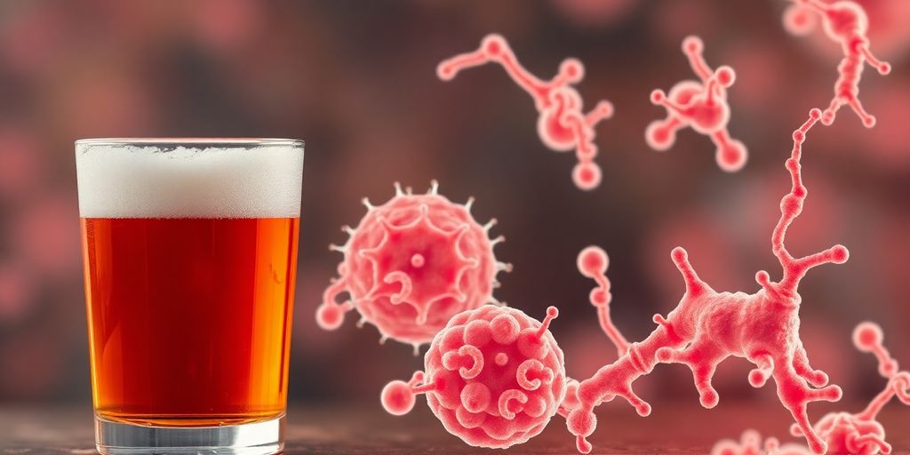 Glas Bier und Darmbakterien im Fokus