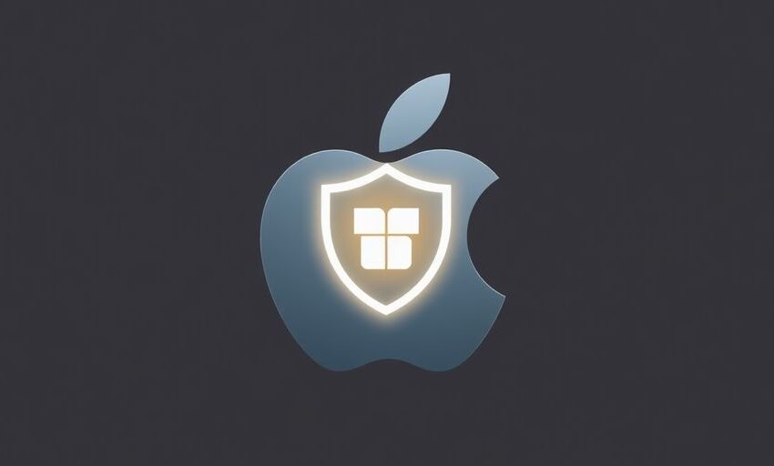Apple Logo mit Schutzschild