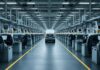 Autowerk mit leeren Arbeitsplätzen