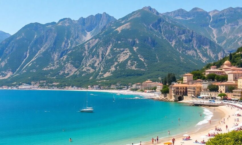 Reisende genießen Sonne und Meer an europäischen Küsten.