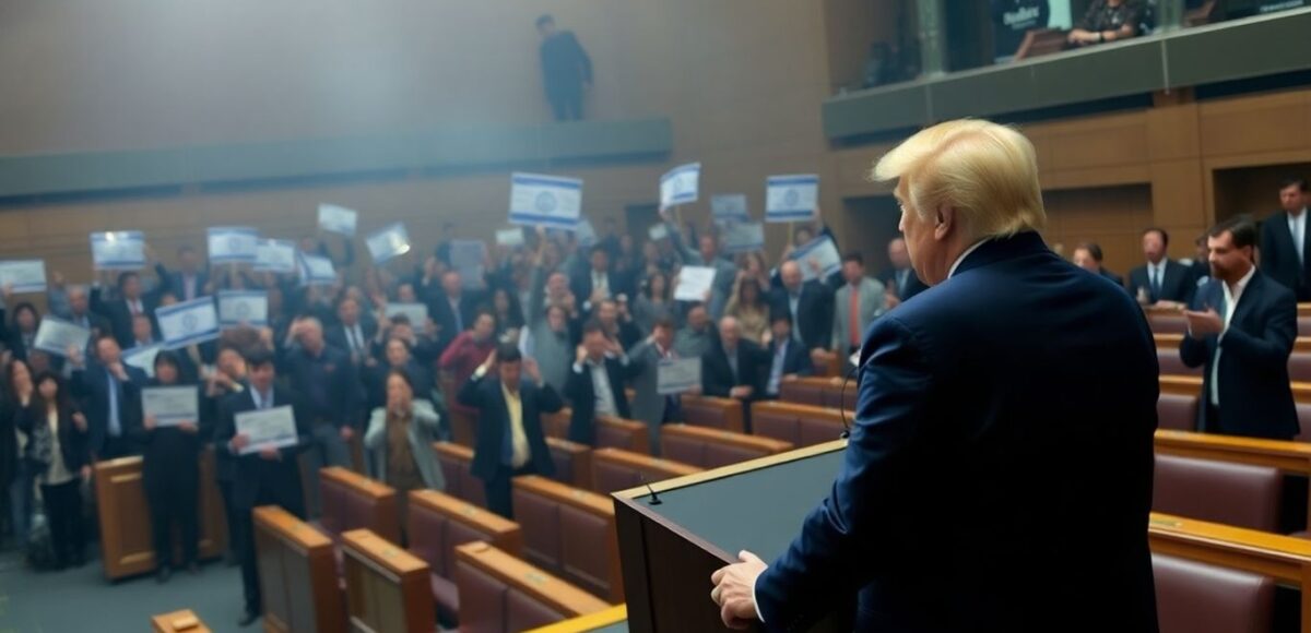 Trump unterbricht Rede wegen Protest in Knesset.