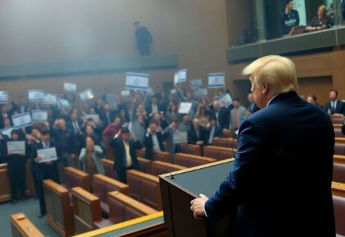Trump unterbricht Rede wegen Protest in Knesset.