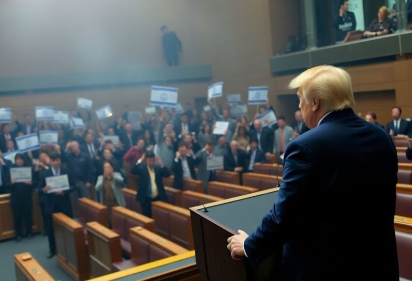 Trump unterbricht Rede wegen Protest in Knesset.