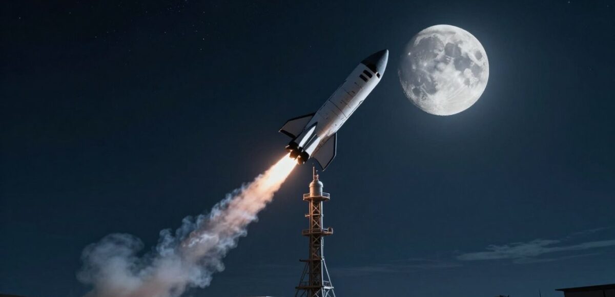 Rakete startet Richtung Mond