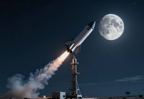 Rakete startet Richtung Mond