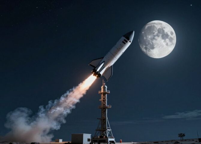 Rakete startet Richtung Mond