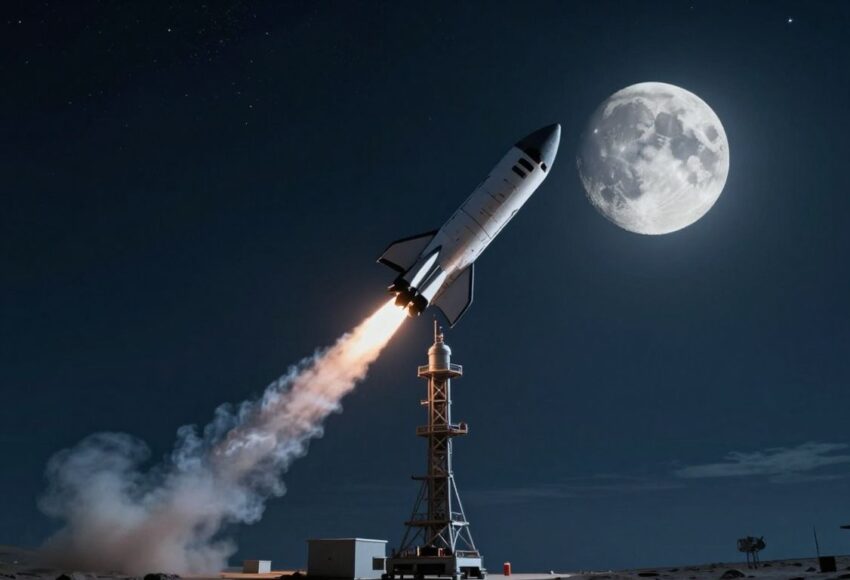 Rakete startet Richtung Mond