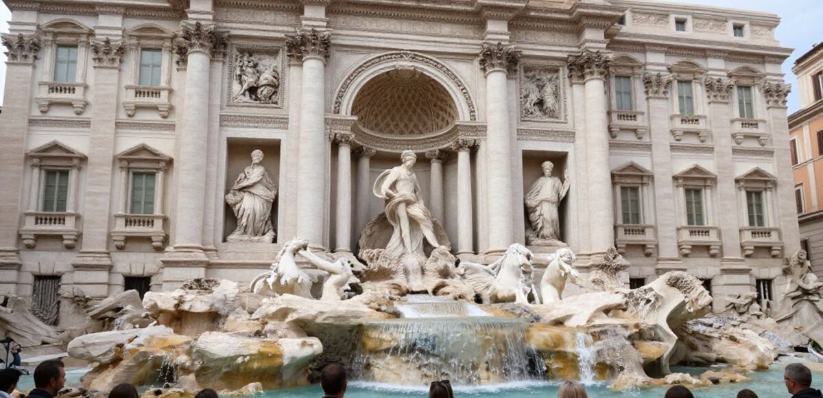 Trevi-Brunnen in Rom mit Touristen