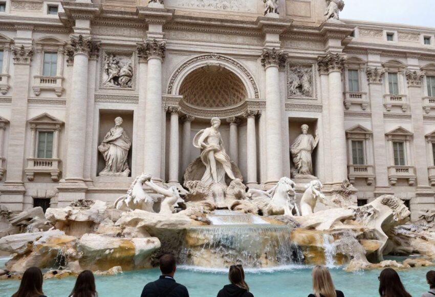 Trevi-Brunnen in Rom mit Touristen